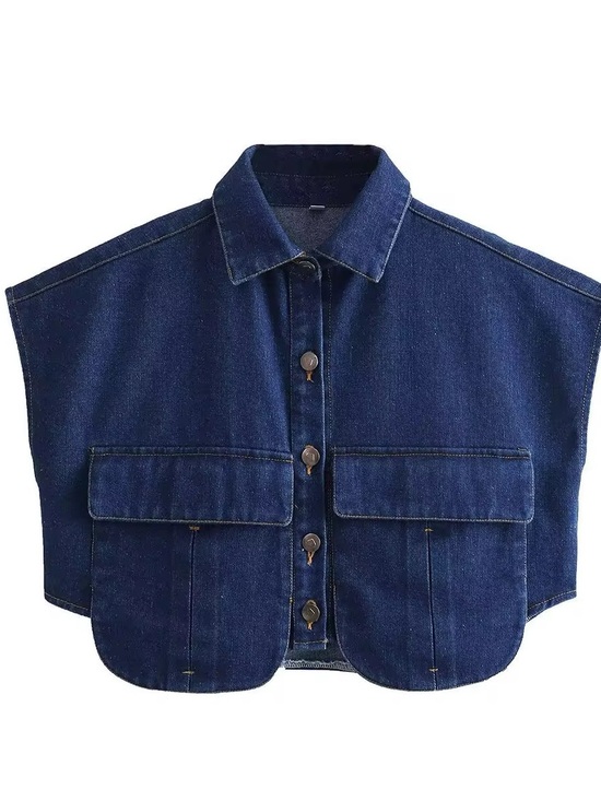 Jackets & Blazers - Dark Indigo Denim Cropped Vest